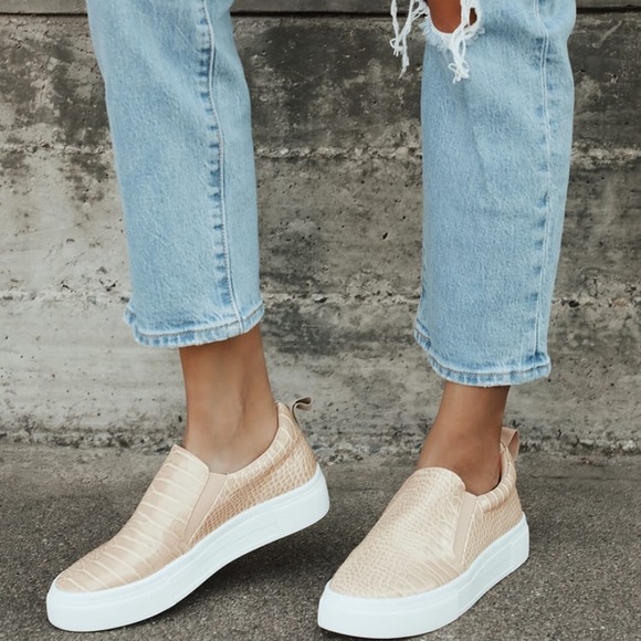 Lulus Croc Embossed Platform Slip On Sneakers - color Nude - Picture 4 of 11